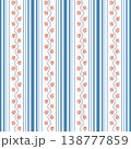 Floral striped seamless pattern in blue and pink colors. Vector hand drawn flowers print for pajama, bedtime 138777859