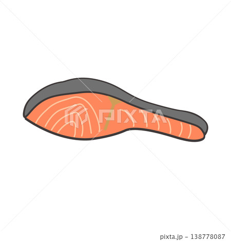 鮭のイラスト　食べ物 お弁当　おかずのイラスト　シンプル　素材　弁当素材　 138778087