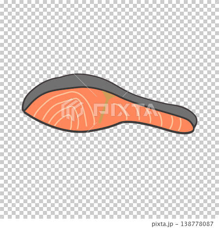 鮭のイラスト　食べ物 お弁当　おかずのイラスト　シンプル　素材　弁当素材　 138778087