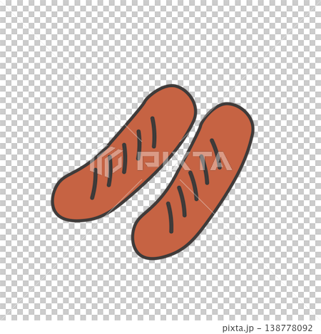 ウインナーのイラスト　食べ物 お弁当　おかずのイラスト　シンプル　素材　弁当素材　　 138778092