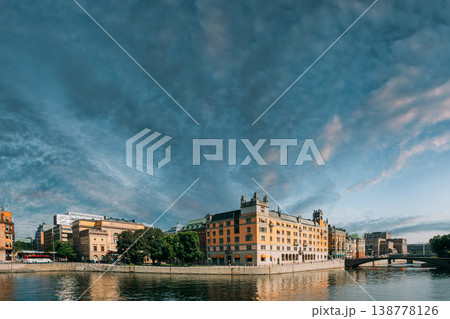 Waterfront view of Norstedt Building and Riddarholmen Waterfront view of Norstedt Building and Riddarholmen 138778126