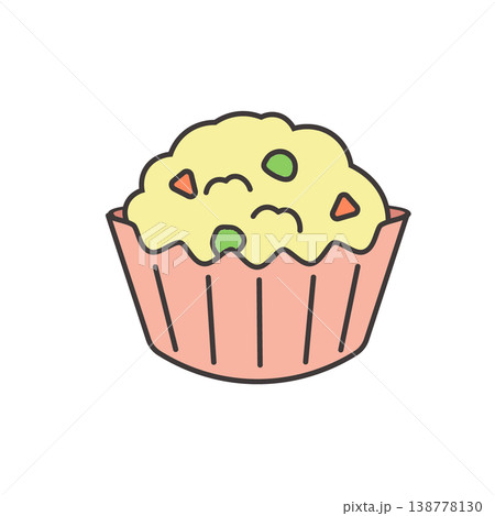 ポテトサラダのイラスト　食べ物 お弁当　おかずのイラスト　シンプル　素材　弁当素材　　 138778130