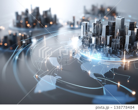 デジタル都市モデルの3DCG|スマートシティ構造 デジタル都市モデルの3DCG|スマートシティ構造 138778484