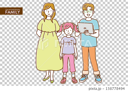 A set of cute, simple family illustrations in natural colors. A set of cute, simple family illustrations in natural colors. 138778494