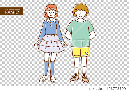 ナチュラルカラーでかわいいシンプルなカップルのイラスト ナチュラルカラーでかわいいシンプルなカップルのイラスト 138778500