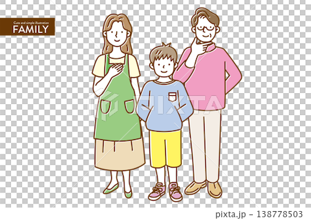 ナチュラルカラーでかわいい、シンプルな家族のイラストセット ナチュラルカラーでかわいい、シンプルな家族のイラストセット 138778503