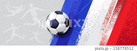 Abstract France football background with bold blue, white, and red brush strokes, combined with a soccer ball and modern layout Abstract France football background with bold blue, white, and red brush strokes, combined with a soccer ball and modern layout 138778512