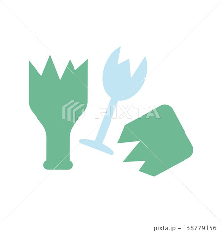 Broken bottle and glass shards icon. Representing fragile danger and waste disposal concept Broken bottle and glass shards icon. Representing fragile danger and waste disposal concept 138779156