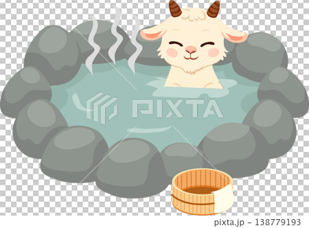 cute goat onsen hot spring bath kawaii animal relaxing spa illustration japanese style cartoon character peaceful wellness concept cute goat onsen hot spring bath kawaii animal relaxing spa illustration japanese style cartoon character peaceful wellness concept 138779193