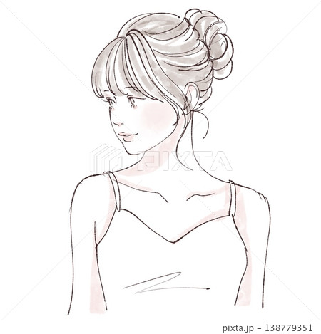 水彩画・手描き風の女性・女の子のイラスト素材 水彩画・手描き風の女性・女の子のイラスト素材 138779351
