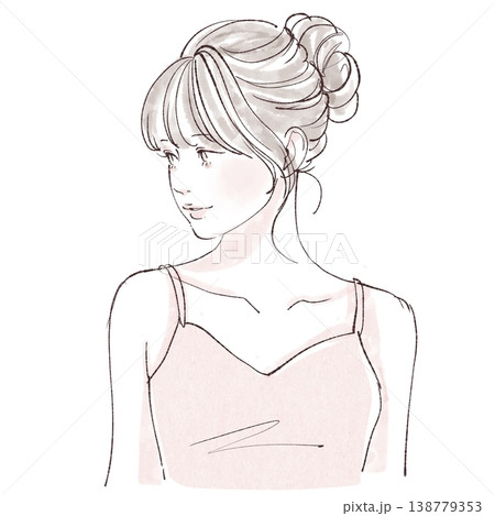 水彩画・手描き風の女性・女の子のイラスト素材 138779353