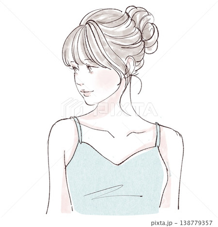 水彩画・手描き風の女性・女の子のイラスト素材 138779357