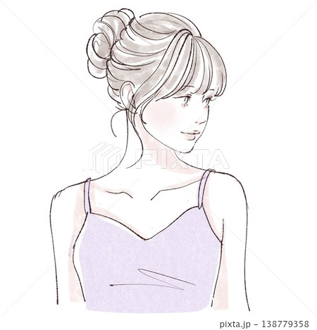 水彩画・手描き風の女性・女の子のイラスト素材 138779358