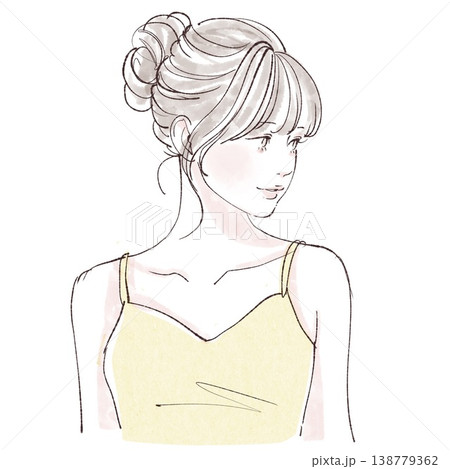 水彩画・手描き風の女性・女の子のイラスト素材 138779362