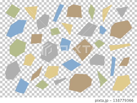 大小さまざまな手描きの多角形の素材セット（ナチュラルカラー） 138779366