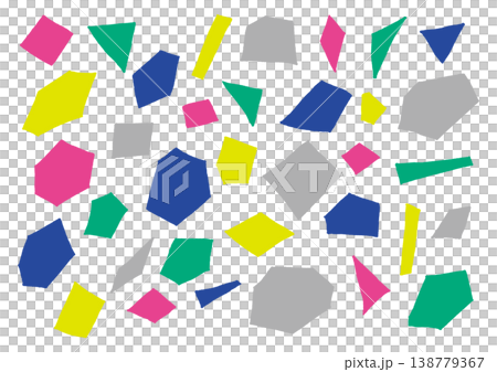 大小さまざまな手描きの多角形の素材セット（ネオンカラー） 138779367