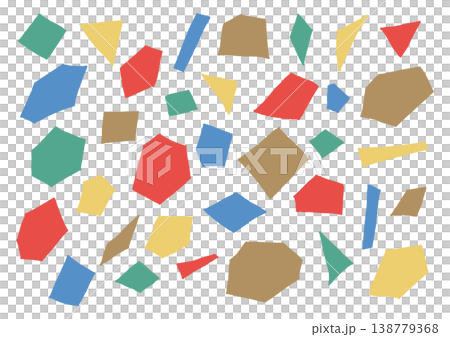 大小さまざまな手描きの多角形の素材セット（ビビッドカラー） 138779368