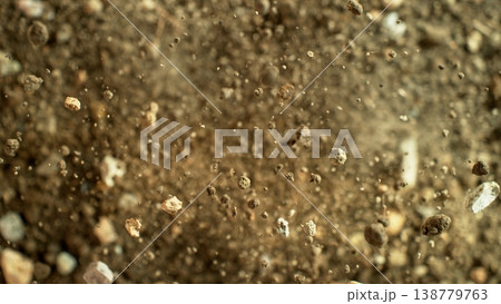 Freeze Motion Shot of Soil Explosion , Top Shot Freeze Motion Shot of Soil Explosion , Top Shot 138779763