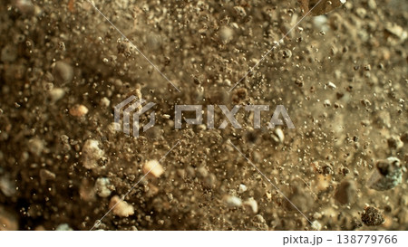 Freeze Motion Shot of Soil Explosion , Top Shot 138779766