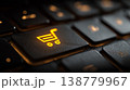 Online shopping cart icon on keyboard glowing ecommerce technology concept 138779967