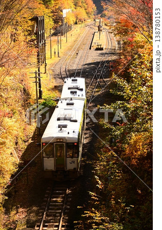 秋のJR釜石線(キハ110系)陸中大橋駅付近 秋のJR釜石線(キハ110系)陸中大橋駅付近 138780153
