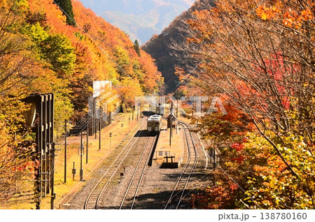 秋のJR釜石線(キハ110系)陸中大橋駅付近 秋のJR釜石線(キハ110系)陸中大橋駅付近 138780160