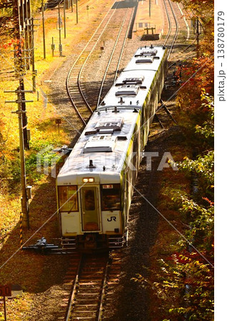 秋のJR釜石線(キハ110系)陸中大橋駅付近 秋のJR釜石線(キハ110系)陸中大橋駅付近 138780179