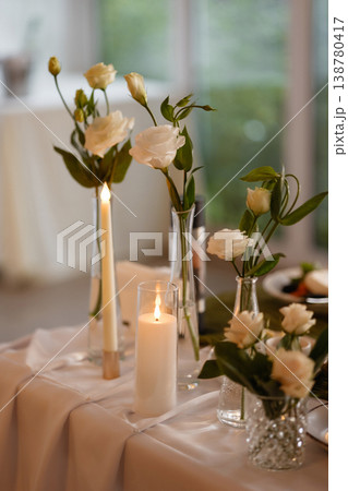 Elegant Floral Setting. Serene Floral Arrangement By Window. 138780417