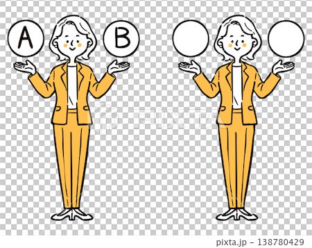 Options A and B: Career woman, full body, vector (orange) Options A and B: Career woman, full body, vector (orange) 138780429