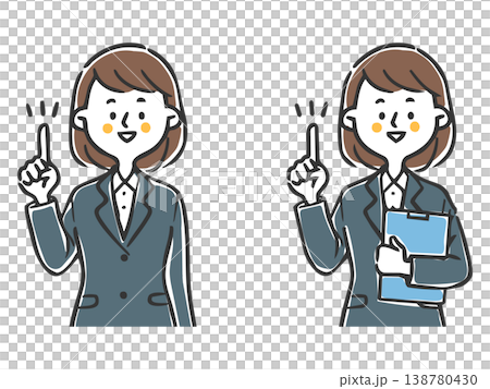 女白領講解重點（上半身）- 向量圖 138780430