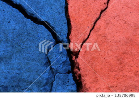 Cracked concrete surface in two colors, Conflict and divisio 138780999