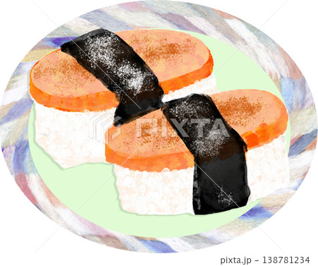 スパムおにぎりのイラスト 138781234