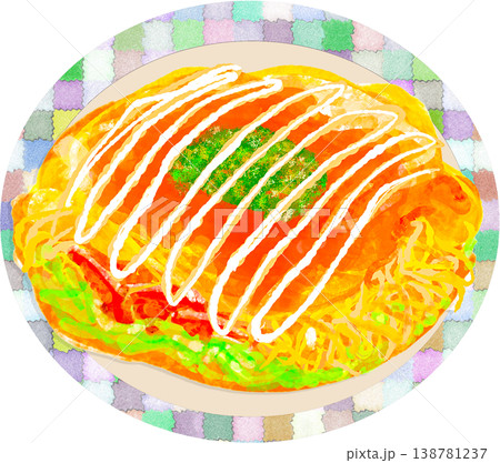 広島風お好み焼きのイラスト 広島風お好み焼きのイラスト 138781237