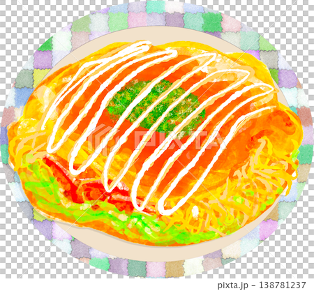 Hiroshima style okonomiyaki illustration Hiroshima style okonomiyaki illustration 138781237