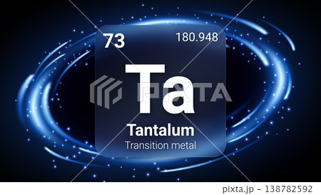 Tantalum (Ta) (073) Transition Metal, Glass Morphism Element Futuristic Neon Light Glow Background Periodic Table, Chemical Symbol, Name, Atomic Mass, Atomic Number, Vector Illustration Tantalum (Ta) (073) Transition Metal, Glass Morphism Element Futuristic Neon Light Glow Background Periodic Table, Chemical Symbol, Name, Atomic Mass, Atomic Number, Vector Illustration 138782592
