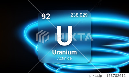 Uranium (U) (092) Actinide, Glass Morphism Element Futuristic Neon Light Glow Background Periodic Table, Chemical Symbol, Name, Atomic Mass, Atomic Number, Vector Illustration Uranium (U) (092) Actinide, Glass Morphism Element Futuristic Neon Light Glow Background Periodic Table, Chemical Symbol, Name, Atomic Mass, Atomic Number, Vector Illustration 138782611