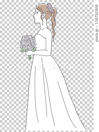 身穿婚紗的女子,側身而立。 身穿婚紗的女子,側身而立。 138782808