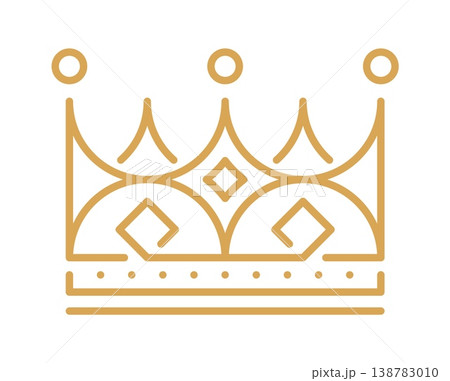 King royal jewelry crown line icon or emblem. Prince or princess crown linear symbol, queen jewelry outline vector emblem. King heraldic abstract lineart icon or monarch royal power tiara label 138783010