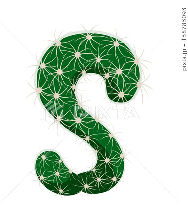Cacti succulent, cactus font cartoon letter S. Prickly succulent typeface symbol, cactus type vector sign. Desert plant leaf cartoon font letter or Mexican cacti typeset element Cacti succulent, cactus font cartoon letter S. Prickly succulent typeface symbol, cactus type vector sign. Desert plant leaf cartoon font letter or Mexican cacti typeset element 138783093