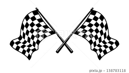 Vehicle race championship victory crossed flags. Automobile race motorsport victory checkered flag, drive rally start vector symbol. Bike speed competition finish pennant or element Vehicle race championship victory crossed flags. Automobile race motorsport victory checkered flag, drive rally start vector symbol. Bike speed competition finish pennant or element 138783118