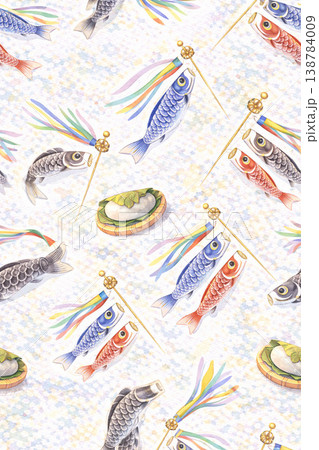 こどもの日シリーズ：鯉のぼりのランダムパターン 138784009