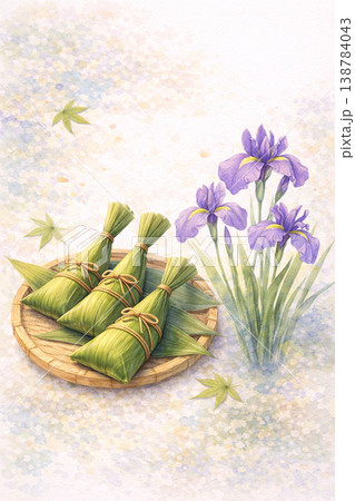 こどもの日シリーズ:ちまきと菖蒲の季節の静物図 こどもの日シリーズ:ちまきと菖蒲の季節の静物図 138784043