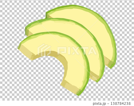 Three slices of avocado Three slices of avocado 138784238