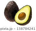 完熟した黒のアボカド丸ごと1個と半分カット 138784241