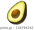 完熟した黒のアボカド半分カット 138784242
