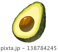 成熟前の緑のアボカド半分カット 138784245