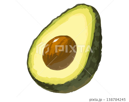 成熟前の緑のアボカド半分カット 138784245