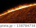 Bright solar activity erupts from the surface of the sun, displaying gas movements and flares in a stunning view of the sun's atmosphere 138784738