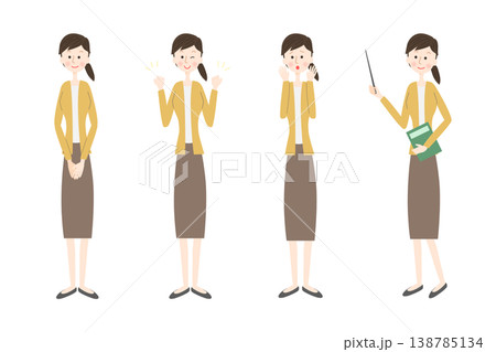 女性教師のポーズセット 138785134