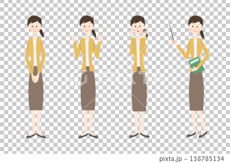 女性教師のポーズセット 138785134